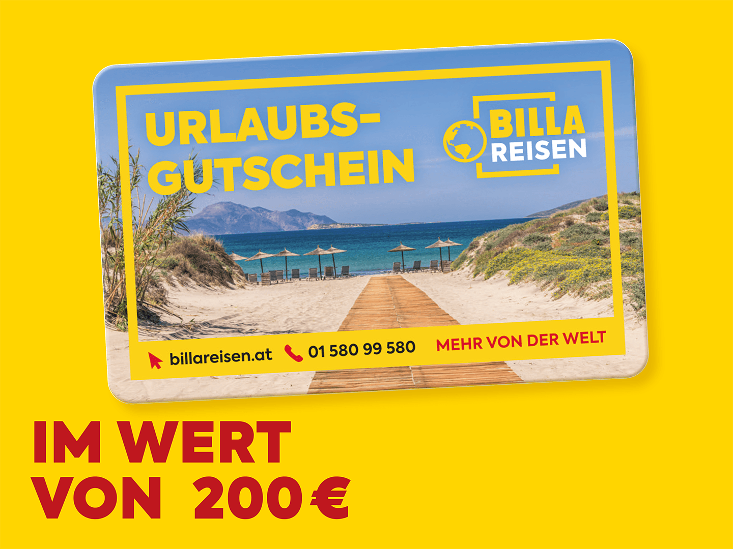 200€ BILLA Reisen Reisegutschein Belohnungsbanner